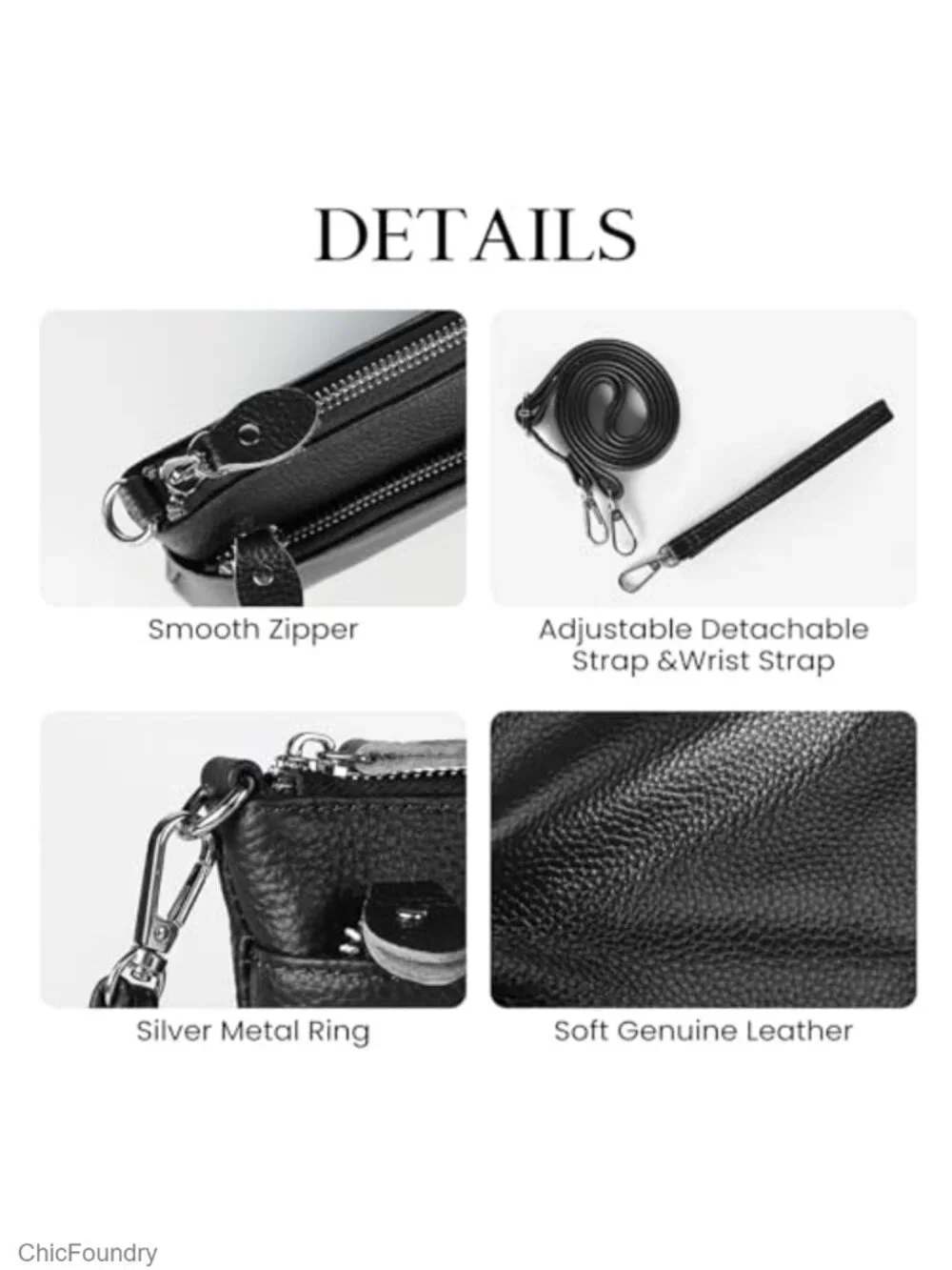 Genuine Leather Wristlet Clutch Crossbody RFID Blocking Wallet Purse